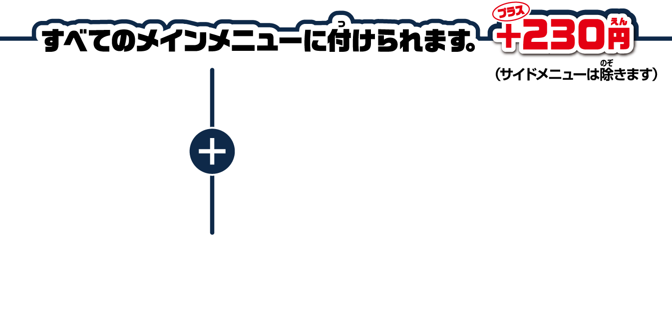 すべてのメインメニューに付けられます。＋230円