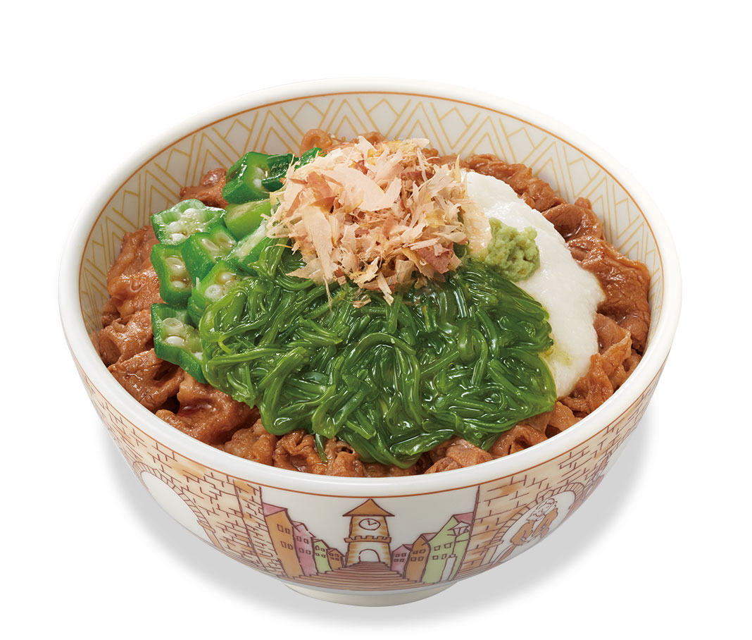 山かけめかぶオクラ牛丼