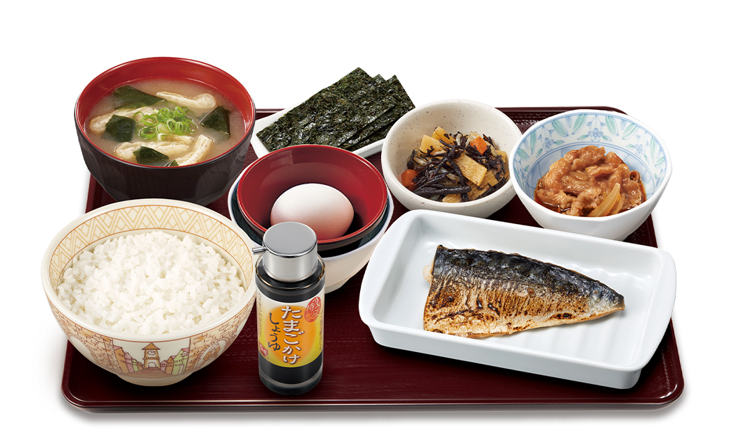 牛塩さばたまかけ朝食