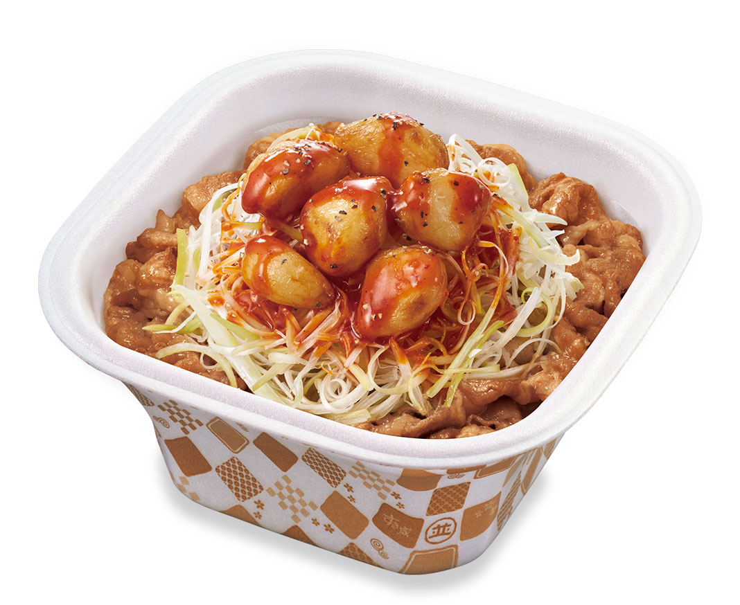 にんにく赤だれ白髪ねぎ牛丼